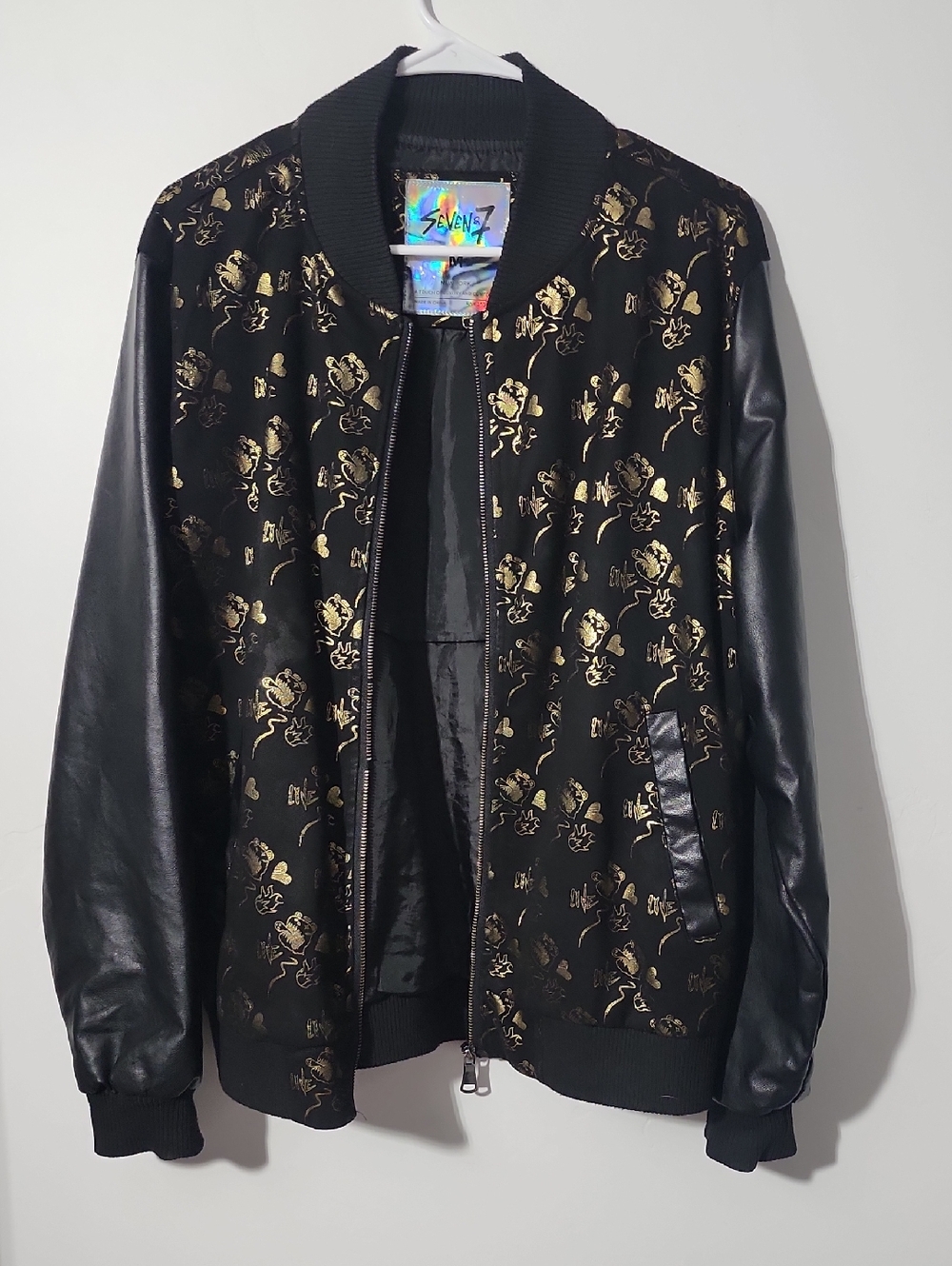 Black & Gold Floral Bomber Jacket - Seven7